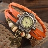 BRACELET & MONTRE FEMME EN SIMILI CUIR ORANGE