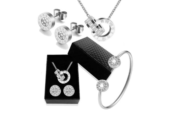 4728 ENSEMBLE DE BIJOUX DE LUXE EN CHIFFRES ROMAINS – ARGENT