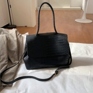 SAC Â BANDOULIÈRE MOTIF CROCODILE - NOIR